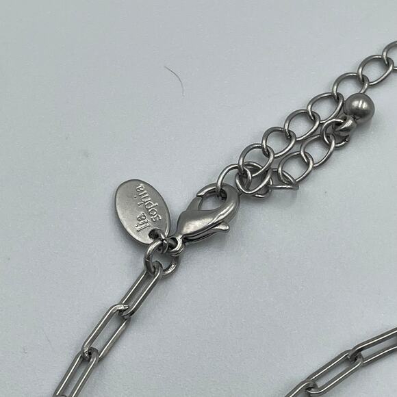 Lia Sophia Bezel Set Faceted Crystal Pink Green Yellow Silver Tone 42" - Picture 5 of 5